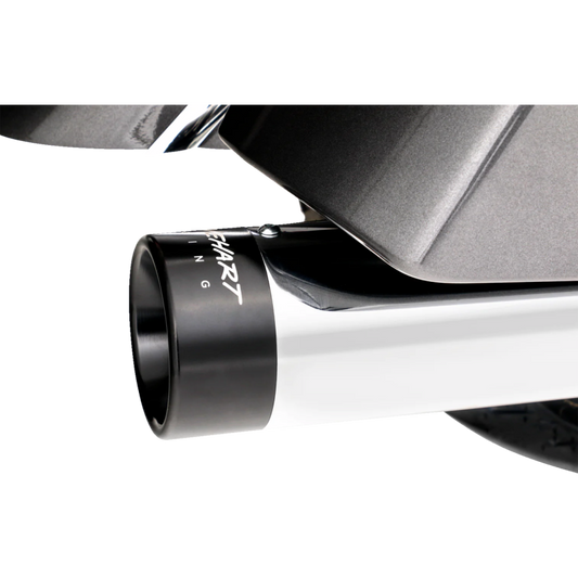 Rinehart Racing DBX 4-inch muffler for Indian motorcycles, chrome and black finish