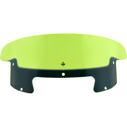 KLOCK WERKS Indian 8-inch Windshield Flare in green, curved motorcycle windshield visible from the front