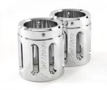 Rinehart Racing 4-inch mufflers with Indian black and black slot tips for motorcycles