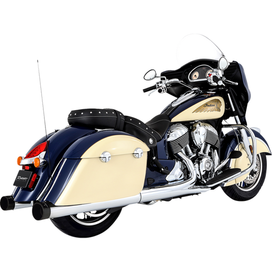 Rinehart Racing 1811-3140 4-Inch Mufflers for Indian Chieftain and Roadmaster, Chrome with Black End Caps
