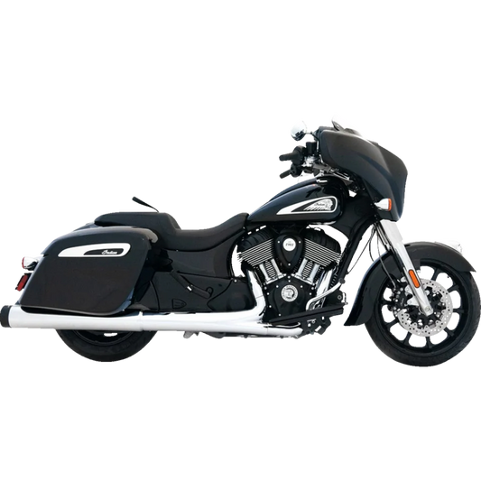 Rinehart Racing 4.5-inch chrome and black traditional mufflers for Indian motorcycles