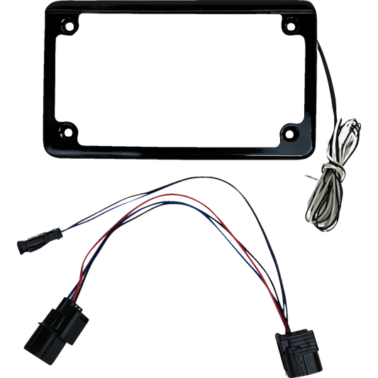 Custom Dynamics black SXS frame license plate with tag light, model 2030-2305
