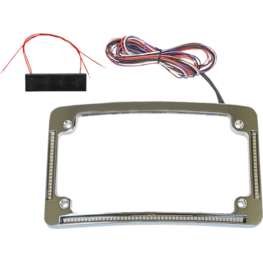 CUSTOM DYNAMICS chrome frame license plate with red LED lighting