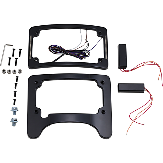 Custom Dynamics black Frame LP 3 RDIS FLHR motorcycle license plate frame-offsetof