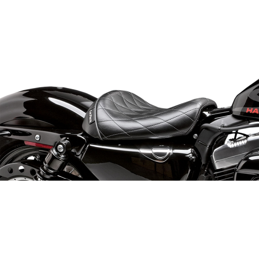 LE PERA Bare Bones Solo Seat in black with diamond stitch for 2004–2022 XL motorcycles