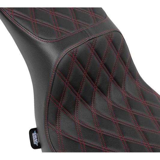 DRAG SPECIALTIES SEATS Seat Predator 2-Up Black Vinyl Red Diamond Stitch FLSB FXLRS 0802-1637