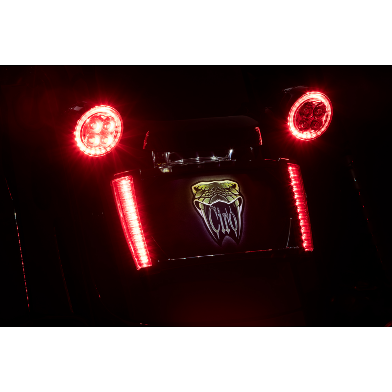CIRO LLC Frame LP with LED lights in black and red, motorcycle frame accessory