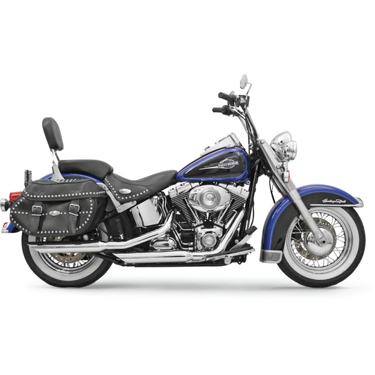BASSANI SLASHCUT CHROME SLIP ONS HARLEY SOFTAILS 07-17
