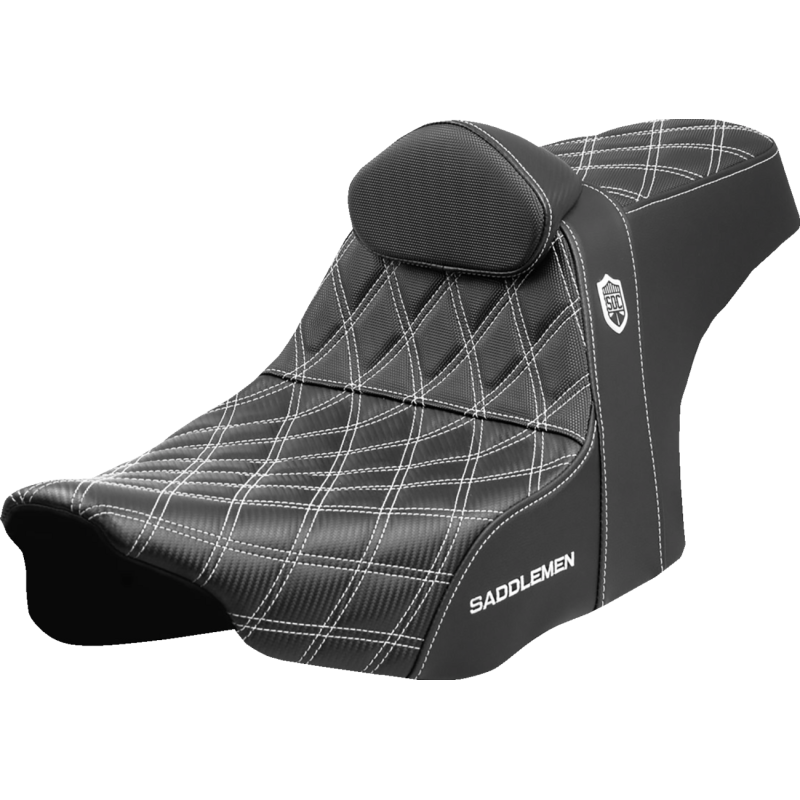 SADDLEMEN SDC PRO GRIPPER LS WHITE WITH BACKREST 24-25 HARLEY