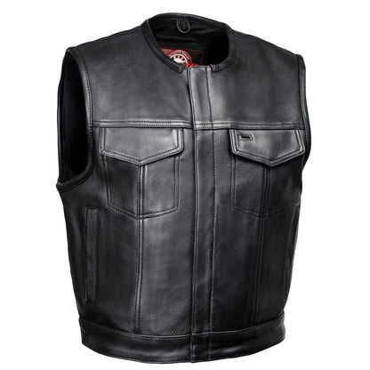 MILWAUKEE LEATHER MENS LOW KEY BLACK LEATHER VEST - The Speed Shop Canada