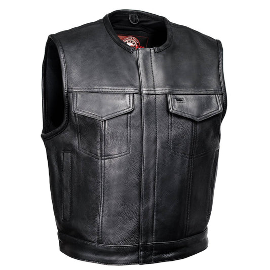 MILWAUKEE LEATHER MENS LOW KEY BLACK LEATHER VEST - The Speed Shop Canada