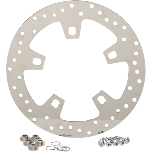 POLISHED STAINLESS STEEL DRILLED FRONT ROTORS 14-23 BAGGERS
