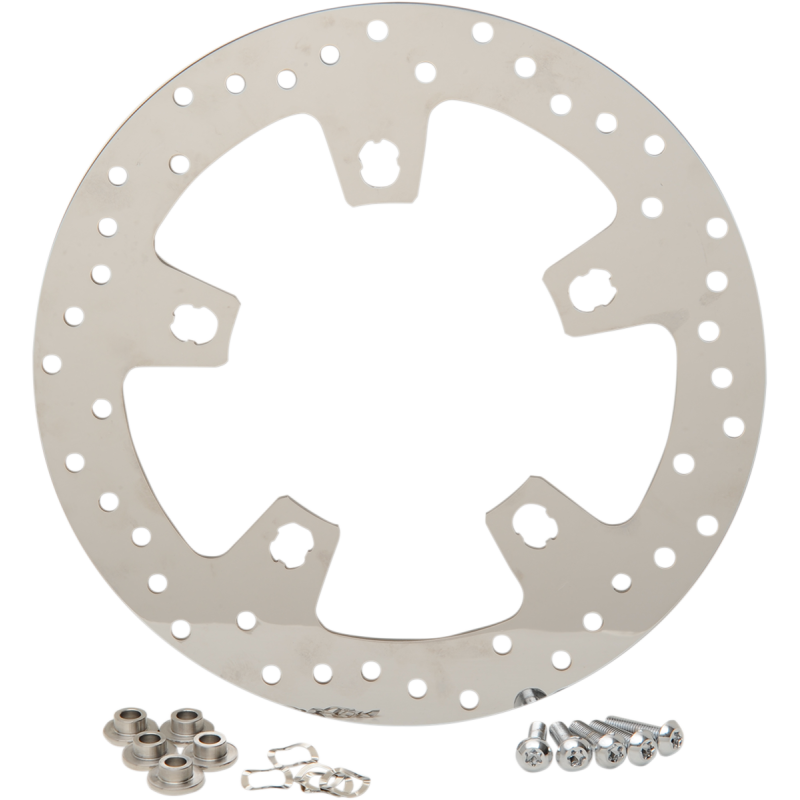 POLISHED STAINLESS STEEL DRILLED FRONT ROTORS 00-07 BAGGERS