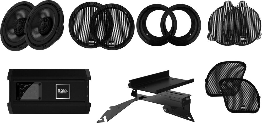 Bagger Custom Sound System BOSS AUDIO FRONT SOUND SYSTEM KIT HARLEY DAVIDSON BAGGERS 98 UP