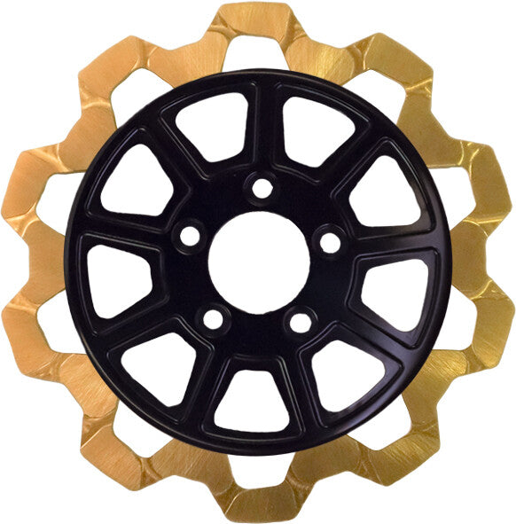 LYNDALL RACING 9 SPOKE BOW TIE FRONT ROTORS BLACK/GOLD