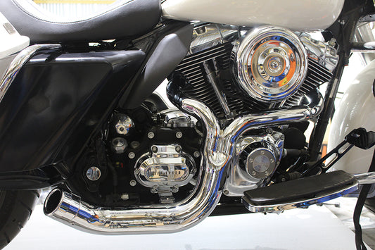 LAKE PIPES 2:1 EXHAUST CHROME 95-16 HARLEY BAGGERS